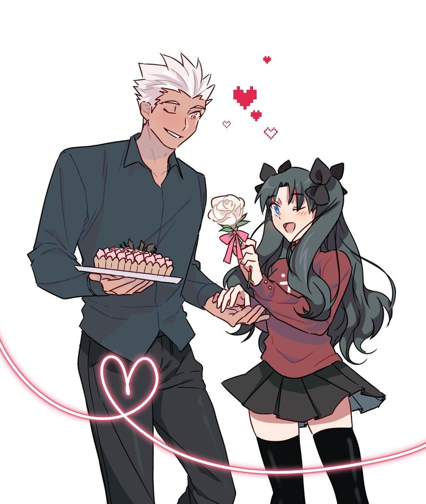 tohsaka rin and archer (fate and 1 more) drawn by redmin_0415