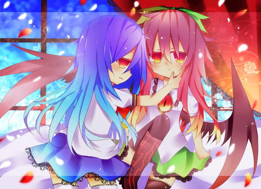 reiuji utsuho and hinanawi tenshi (touhou) drawn by konatsu_(peachcherry)