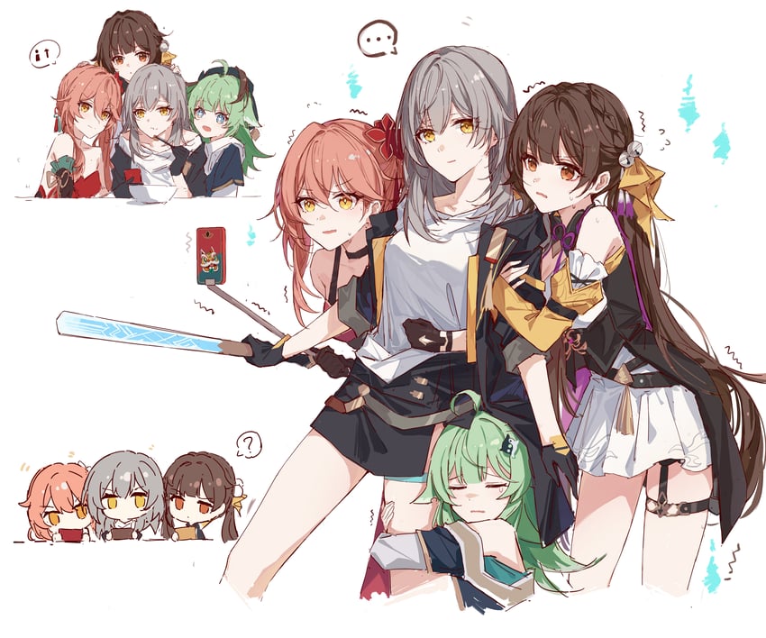 trailblazer, stelle, huohuo, sushang, guinaifen, and 1 more (honkai and 1 more) drawn by yajuu