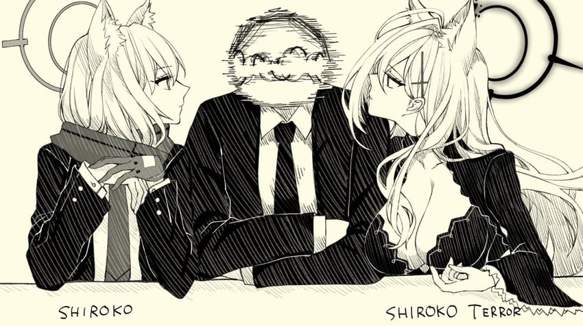 sensei, doodle sensei, shiroko, and shiroko terror (blue archive and 1 more) drawn by ichica_m