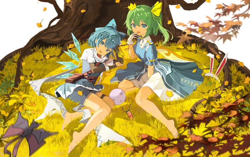 cirno and daiyousei (touhou and 1 more) drawn by uroam