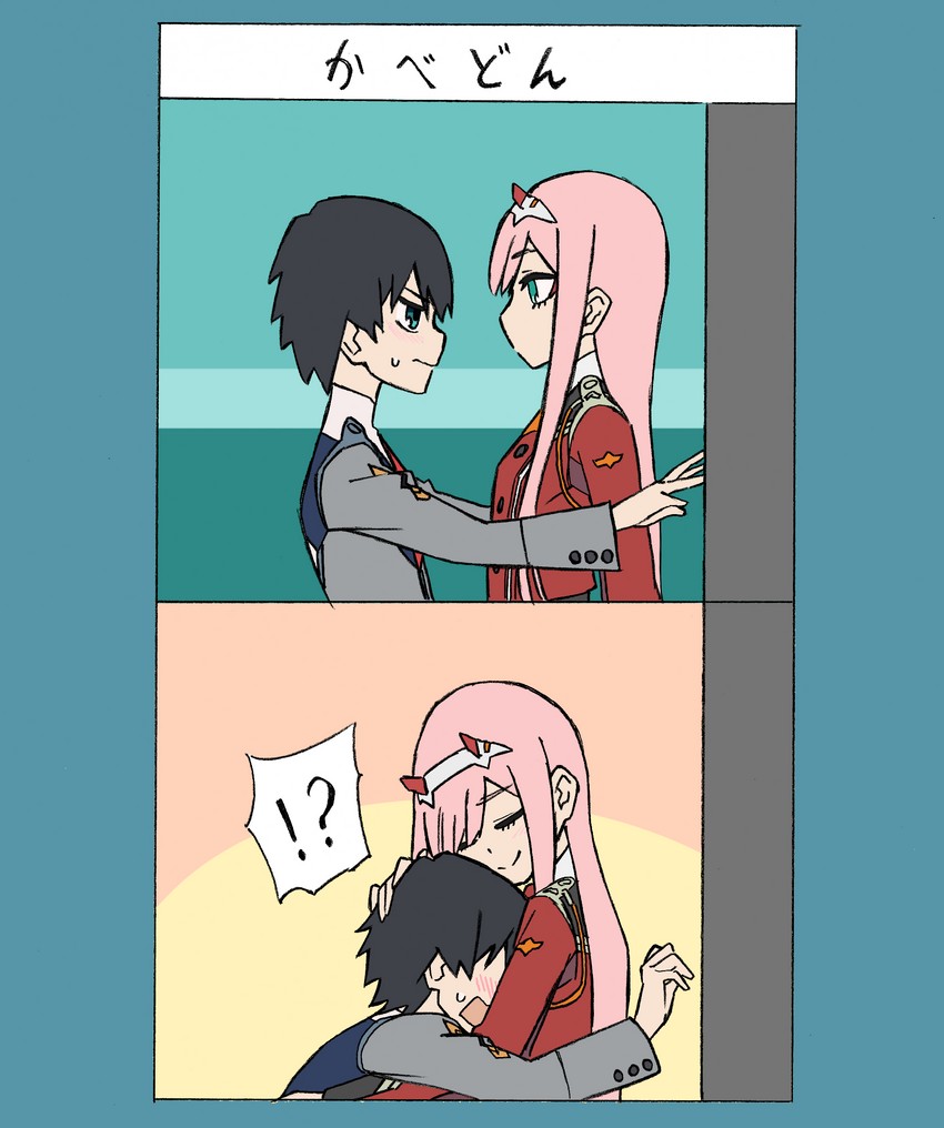 zero two and hiro (darling in the franxx) drawn by nonomiya_nonon