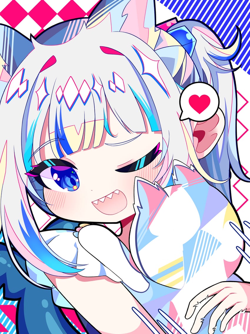 gawr gura (hololive and 1 more) drawn by kkukka41