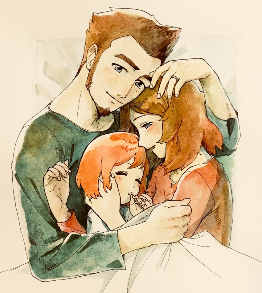 luna, luna's mom, and luna's dad (mujin wakusei survive) drawn by rakikoko