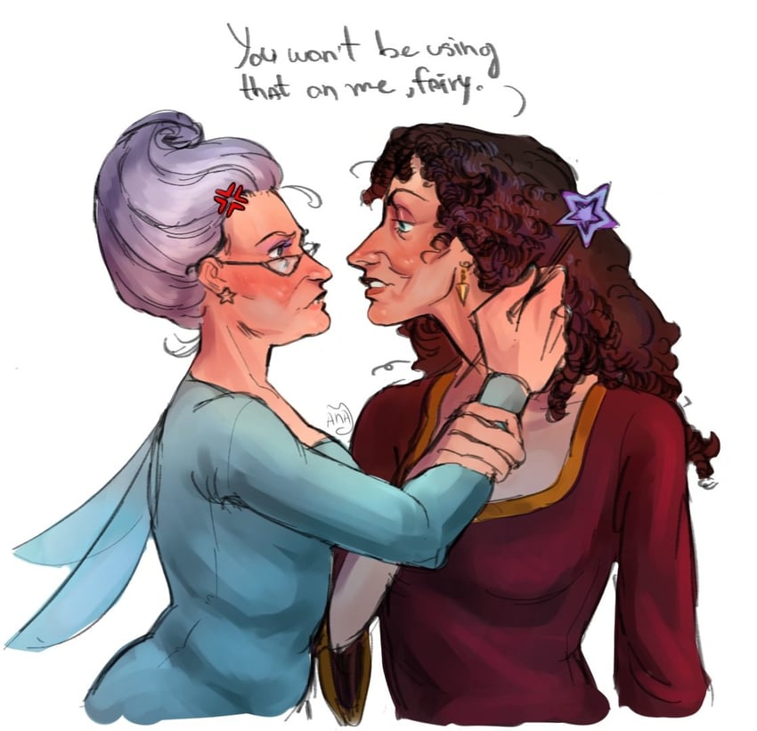 mother gothel and fairy godmother (shrek and 1 more) drawn by yezaarts