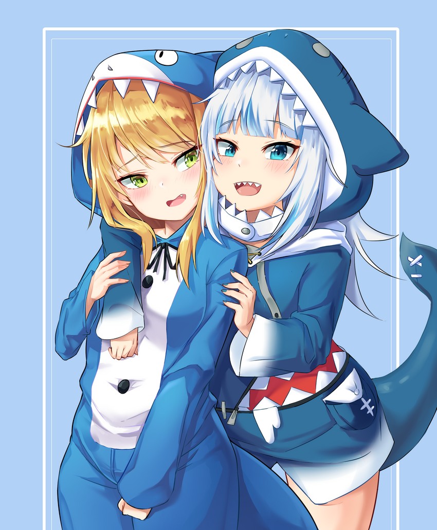 gawr gura and grand admiral marina (hololive and 2 more) drawn by kiwoseo_meogneundas