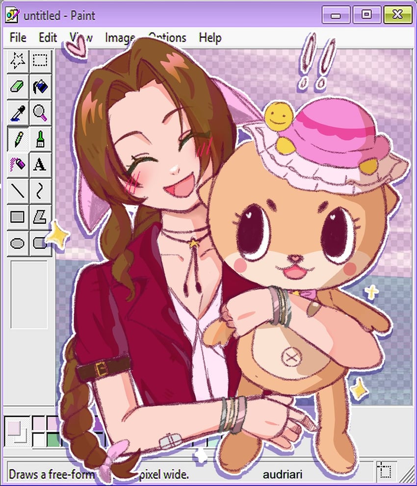 aerith gainsborough, chiitan, and kame-chan (final fantasy and 6 more) drawn by audriarisat09