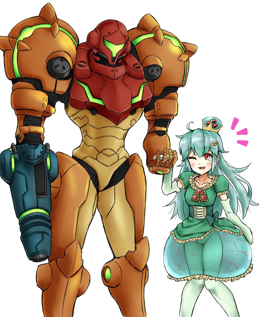samus aran, metroid, and metroid larva (mario and 3 more) drawn by wakaba_(wata_ridley)