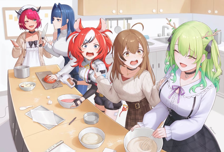 ouro kronii, nanashi mumei, hakos baelz, ceres fauna, and irys (hololive and 1 more) drawn by yubaest