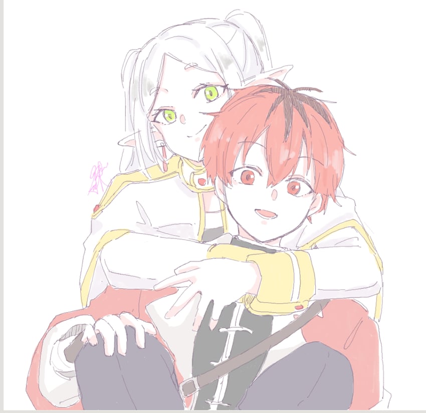 frieren and stark (sousou no frieren) drawn by seila_rei