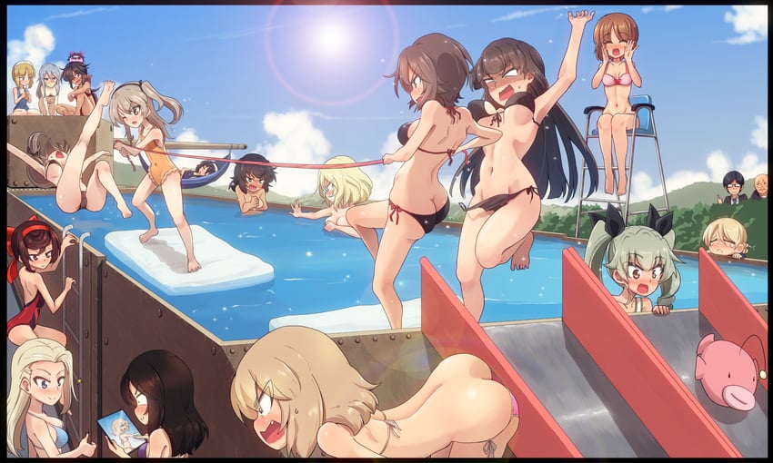nishizumi miho, darjeeling, nishizumi maho, anchovy, shimada arisu, and 14 more (girls und panzer and 1 more) drawn by jinguu_(4839ms)
