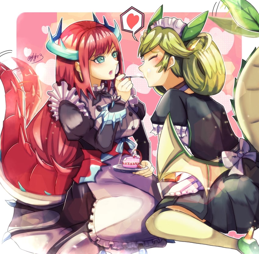 parlor dragonmaid and kitchen dragonmaid (yu-gi-oh!) drawn by yukari_(ykykr3)