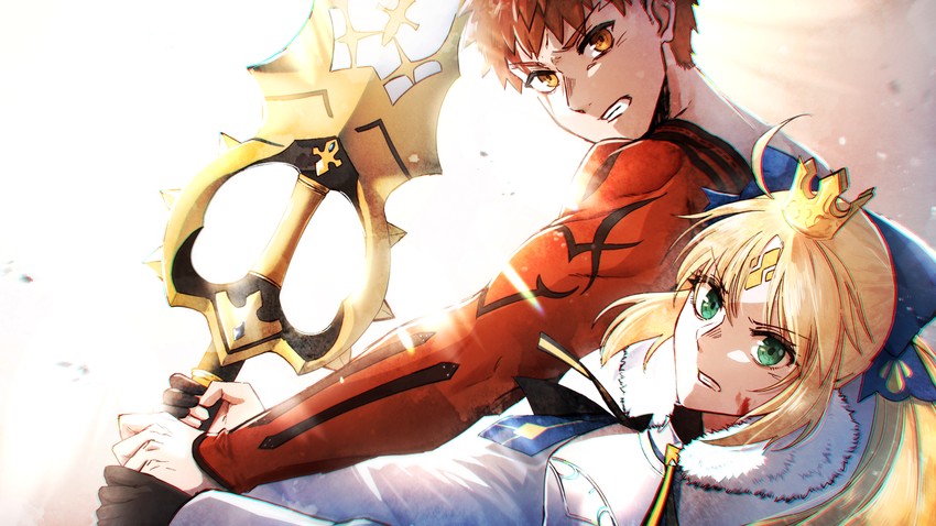 artoria pendragon, emiya shirou, artoria caster, and senji muramasa (fate and 2 more) drawn by yamano_udumi