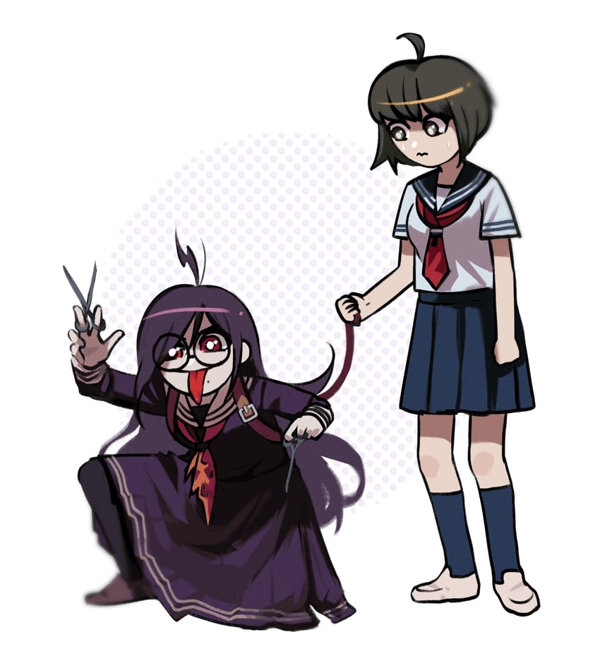 fukawa toko, naegi komaru, and genocider shou (danganronpa and 1 more) drawn by lily_(superkiiisa)