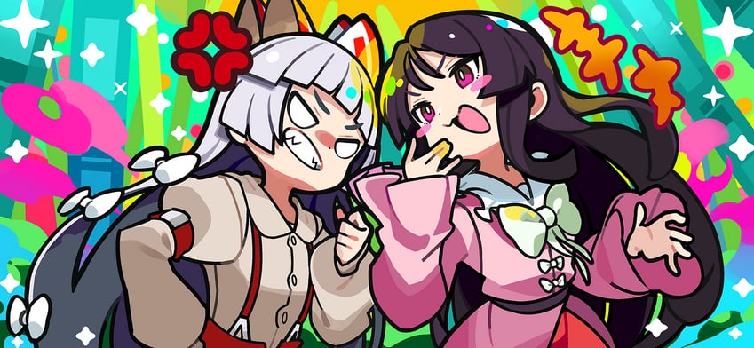 fujiwara no mokou and houraisan kaguya (touhou and 1 more) drawn by kurumitsu