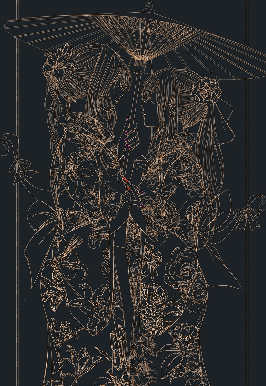hakurei reimu and yakumo yukari (touhou) drawn by wutian_buchi_yu