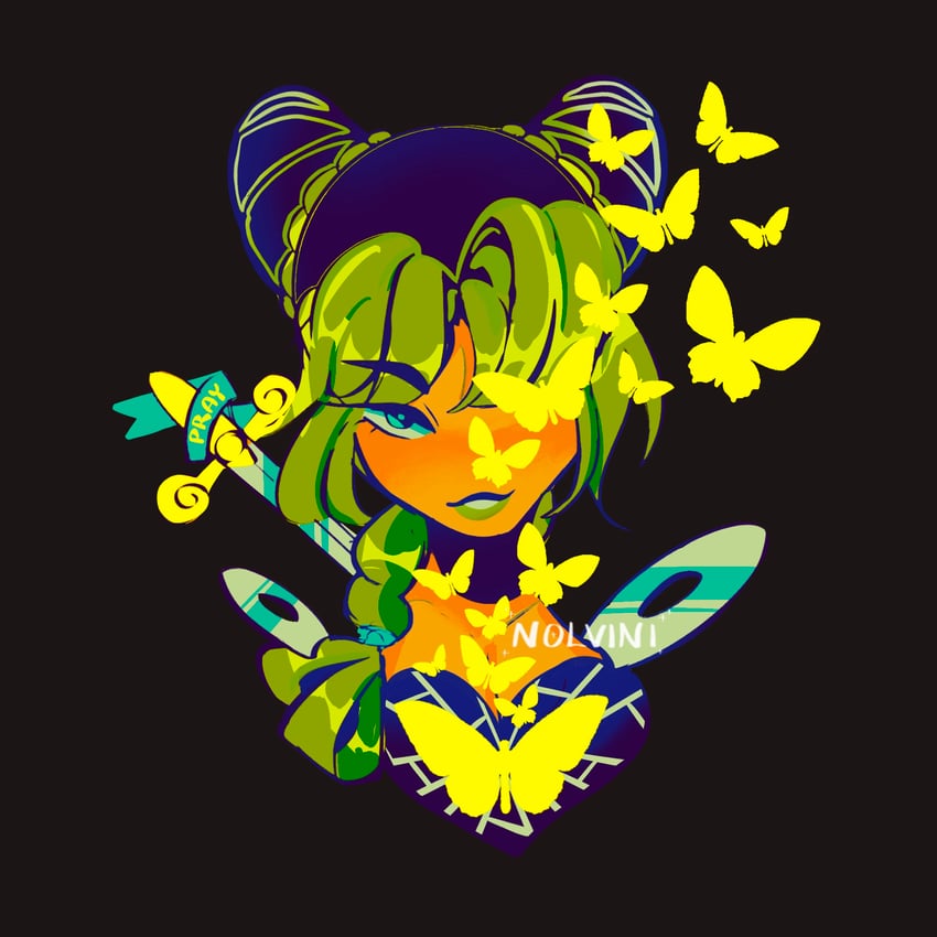 kujo jolyne (jojo no kimyou na bouken and 1 more) drawn by nolvini