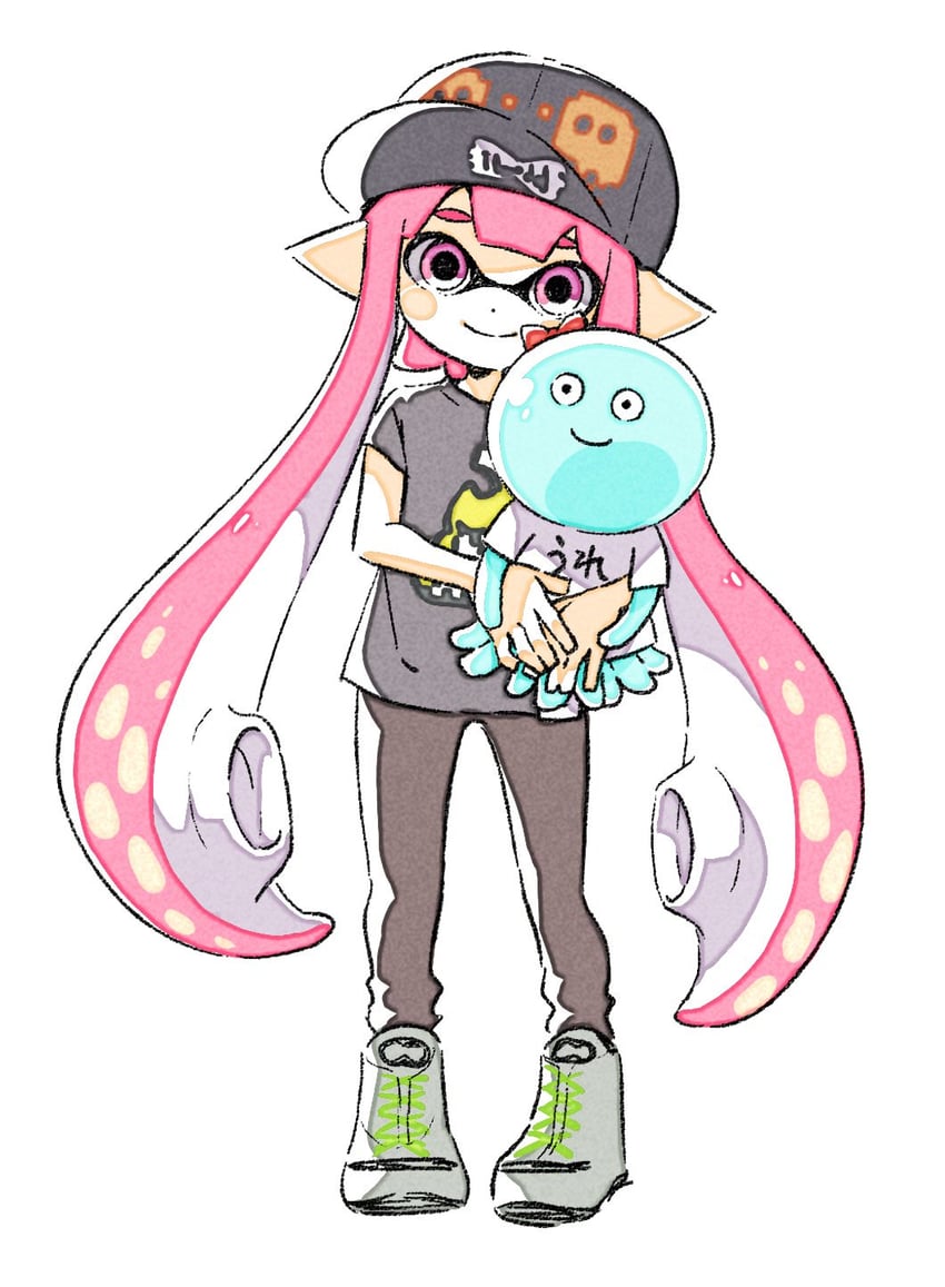 inkling player character, inkling girl, and jellyfish (splatoon) drawn by sen_squid