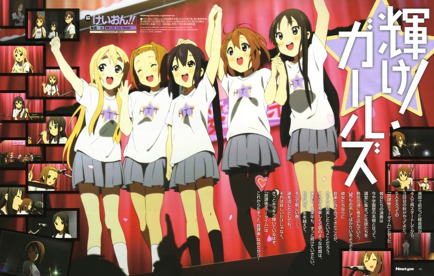 akiyama mio, nakano azusa, hirasawa yui, tainaka ritsu, kotobuki tsumugi, and 2 more (k-on! and 1 more) drawn by nakano_emiko