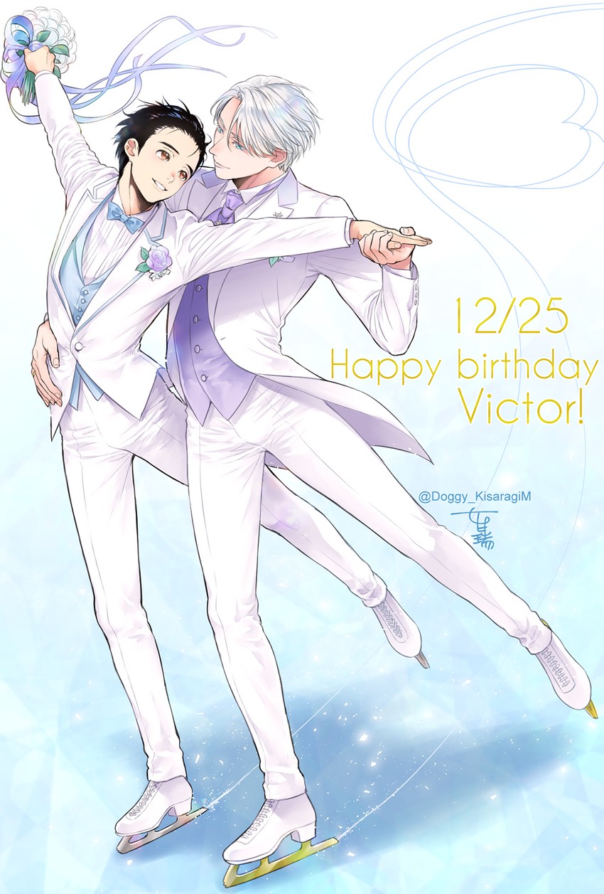 katsuki yuuri and viktor nikiforov (yuri!!! on ice) drawn by kisaragi_mizu