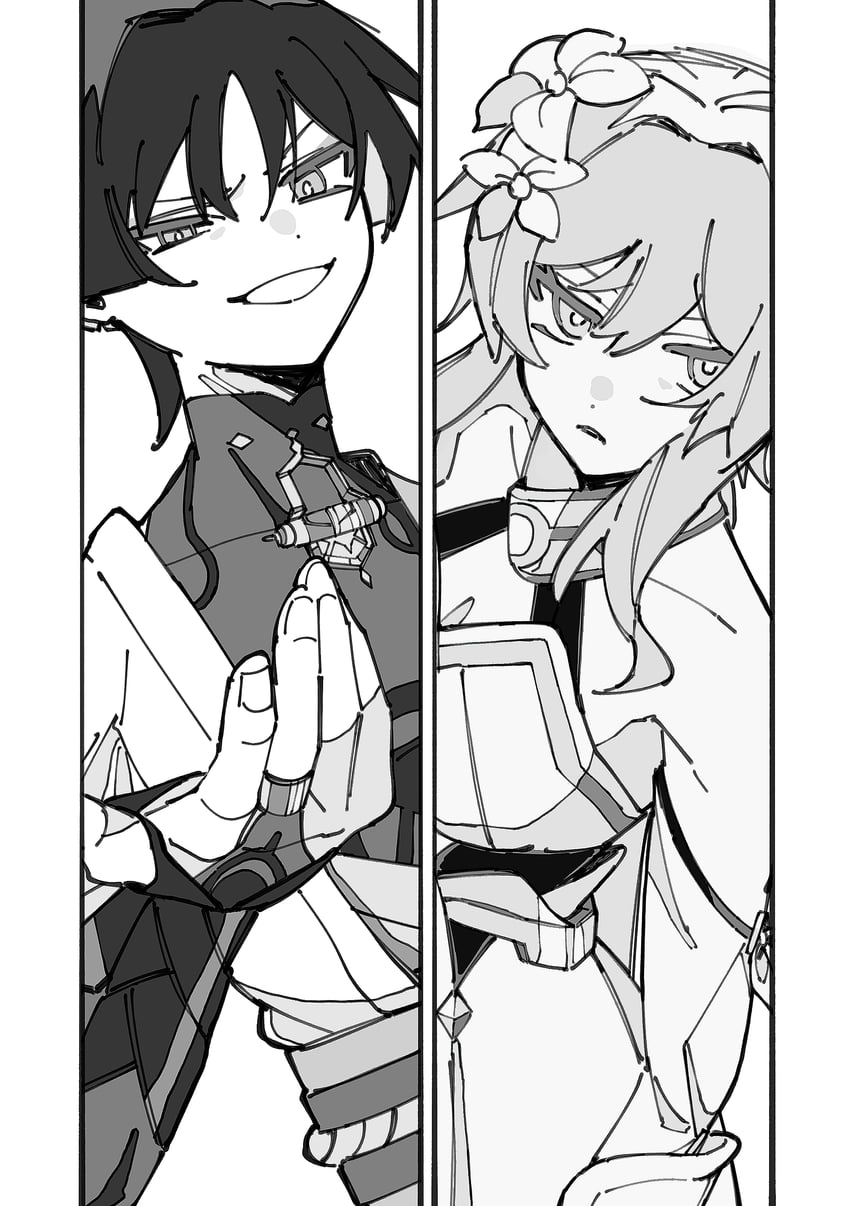 lumine, scaramouche, and wanderer (genshin impact) drawn by user_twpv3344