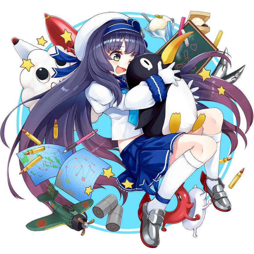 failure penguin, enemy lifebuoy, miss cloud, and matsuwa (kantai collection) drawn by mofu_namako