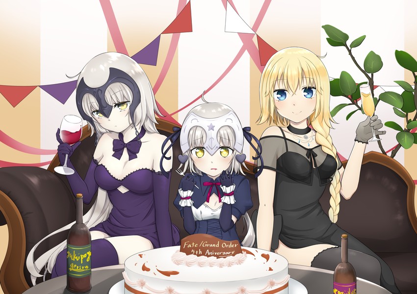 jeanne d'arc alter, jeanne d'arc, and jeanne d'arc alter santa lily (fate and 2 more) drawn by yukipoyogorira
