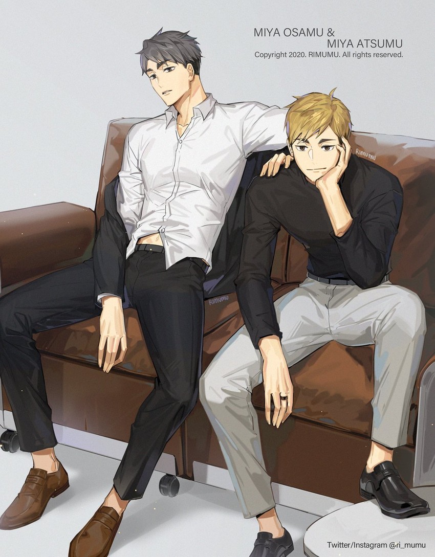 miya atsumu and miya osamu (haikyuu!!) drawn by brother_tomita and ri_mumu