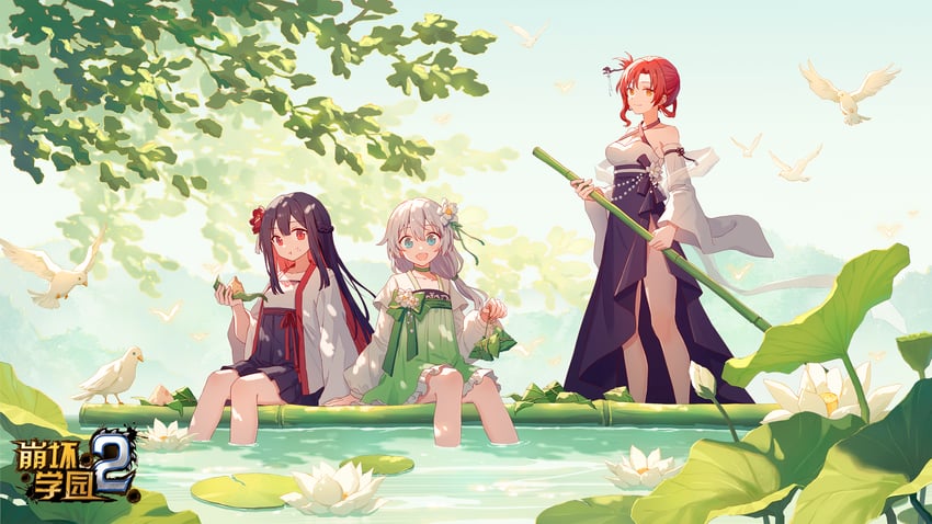 theresa apocalypse, murata himeko, and mushoku kika (honkai and 1 more) drawn by yumo_(mimengfeixue)