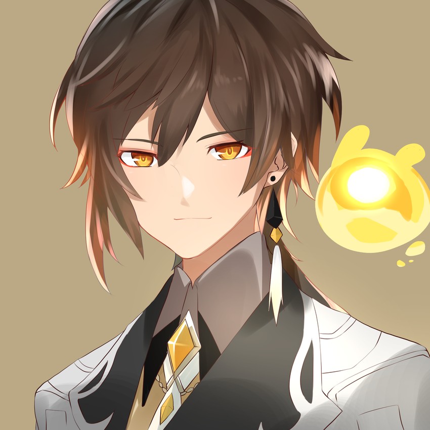 zhongli and seelie (genshin impact) drawn by shiki_(kanamimi_170451)