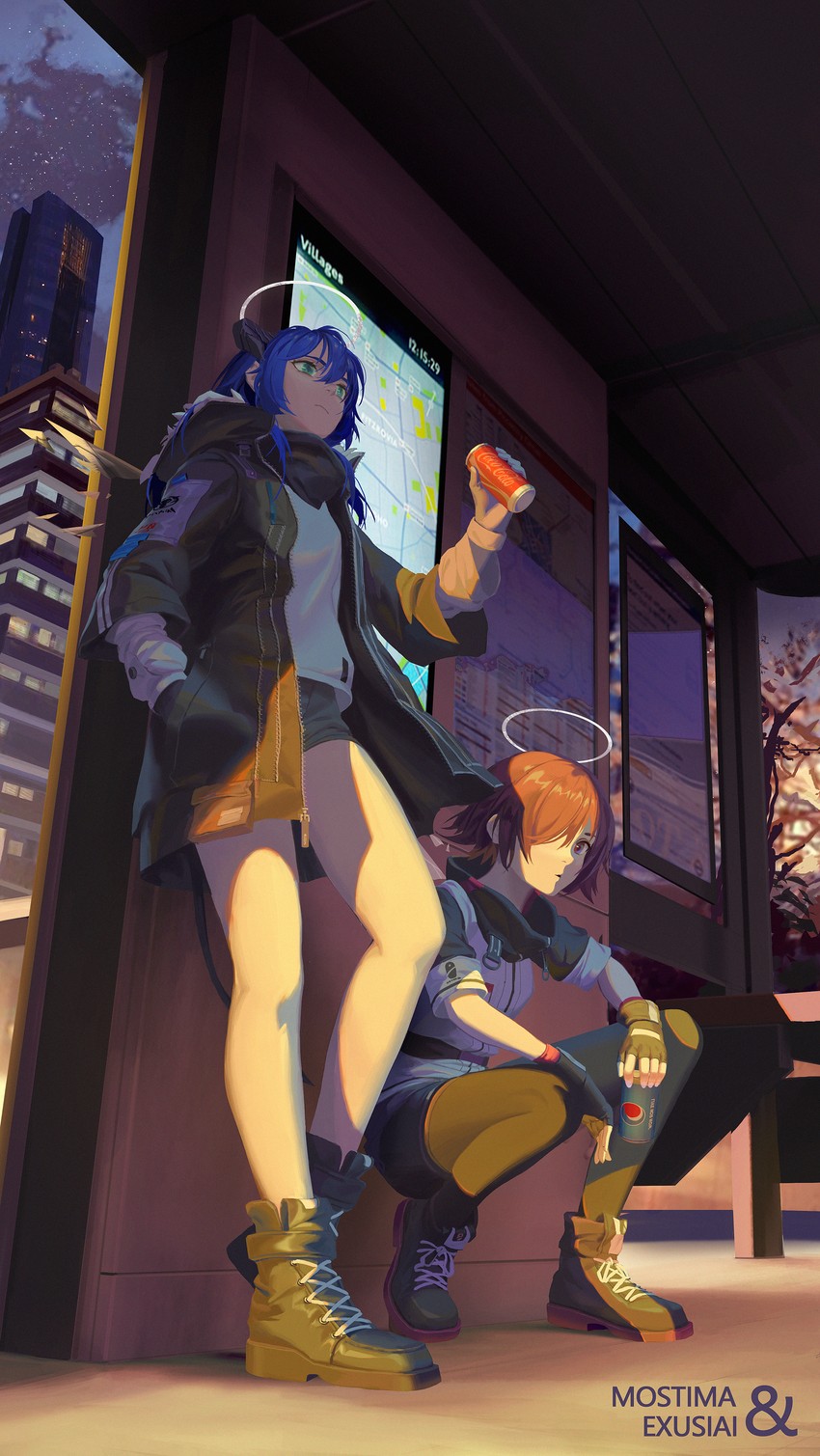 exusiai and mostima (arknights and 2 more) drawn by yetecong