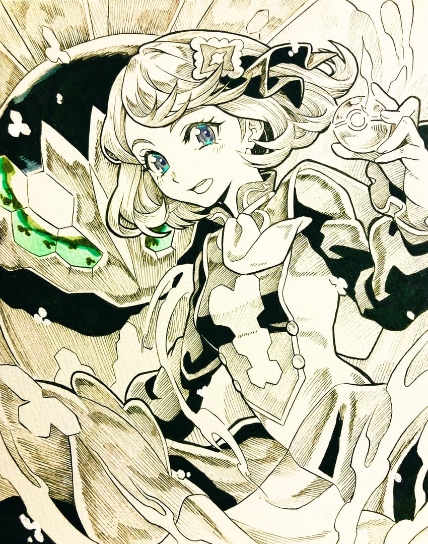 serena and zygarde (pokemon and 1 more) drawn by ryuusei_(trickster)