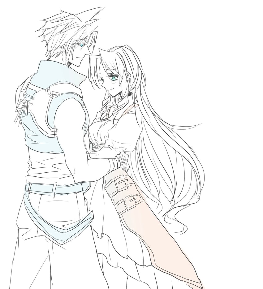cloud strife, aerith gainsborough, zidane tribal, and garnet til alexandros xvii (final fantasy and 3 more) drawn by tokiokiyu