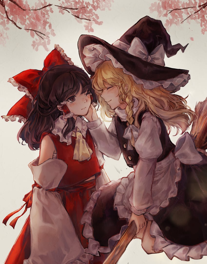 hakurei reimu and kirisame marisa (touhou) drawn by hanaya_(fleur)