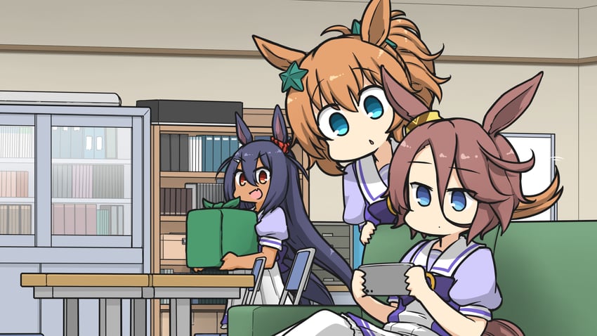 narita taishin, taiki shuttle, and hishi amazon (umamusume) drawn by hamu_koutarou