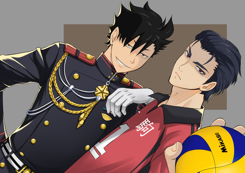 kuroo tetsurou and ichinose guren (haikyuu!! and 1 more) drawn by kero_sweet