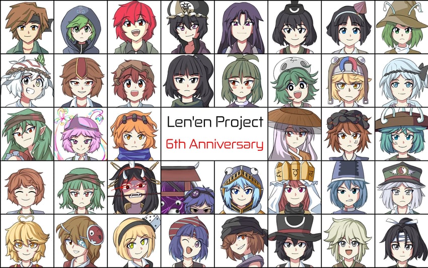 enraku tsubakura, houlen yabusame, senri tsurubami, shitodo kuroji, zuifeng tenkai, and 35 more (len'en) drawn by gradient_ray