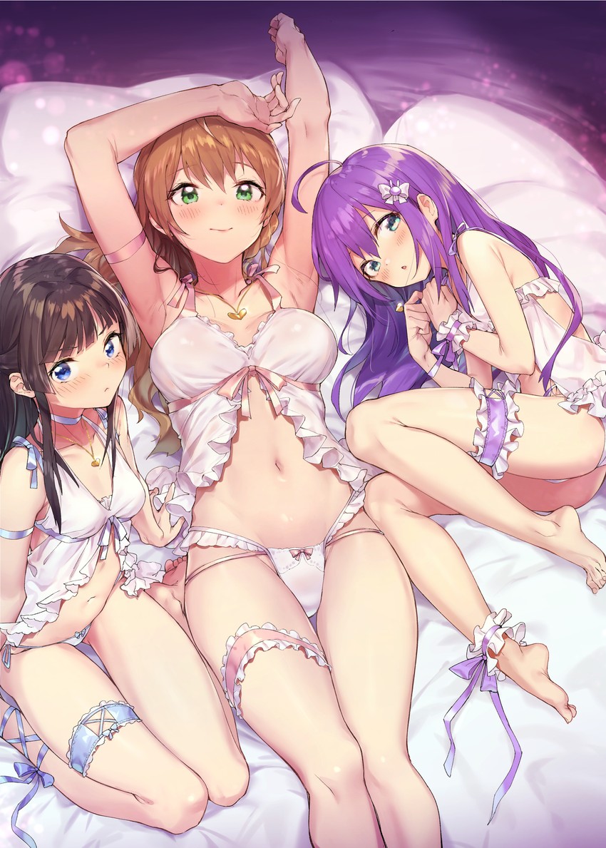 mogami shizuka, mochizuki anna, and sakuramori kaori (idolmaster and 2 more) drawn by shennai_misha