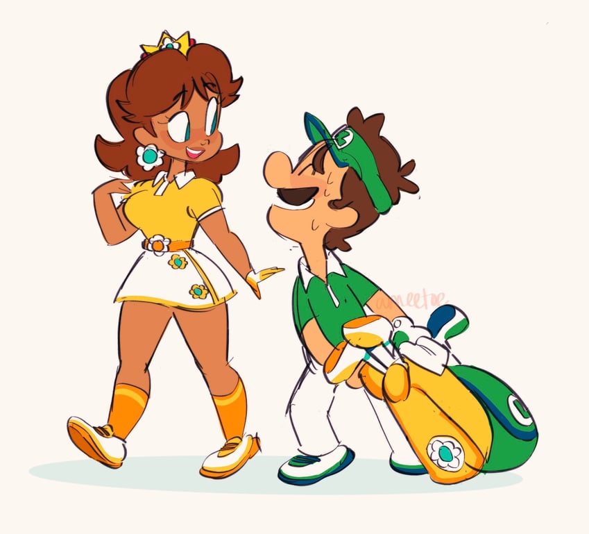 luigi and princess daisy (mario and 2 more) drawn by amie_sanchez