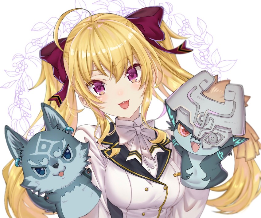 link, midna, takamiya rion, and wolf link (nijisanji and 2 more) drawn by shuri_(84k)