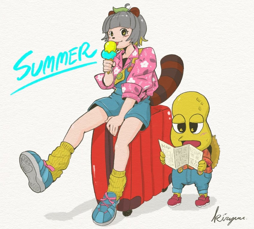 ponpoko and peanuts-kun (mode aim) drawn by kiryuu_(kiriu_2434ouen)