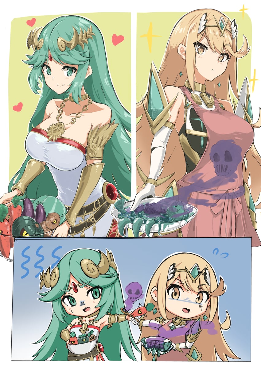palutena and mythra (xenoblade chronicles and 3 more) drawn by aotsuba