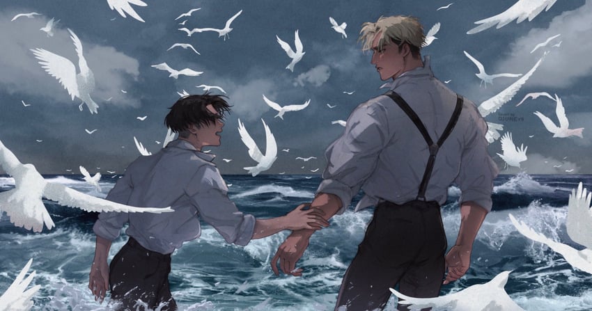 levi and erwin smith (shingeki no kyojin) drawn by djuney9