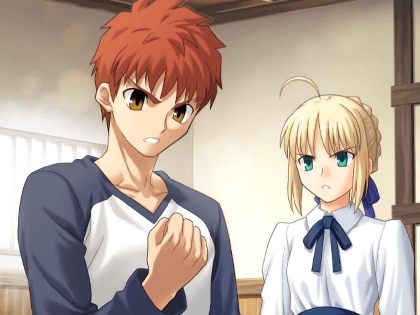 artoria pendragon, saber, and emiya shirou (fate and 2 more) drawn by higurashi_ryuuji