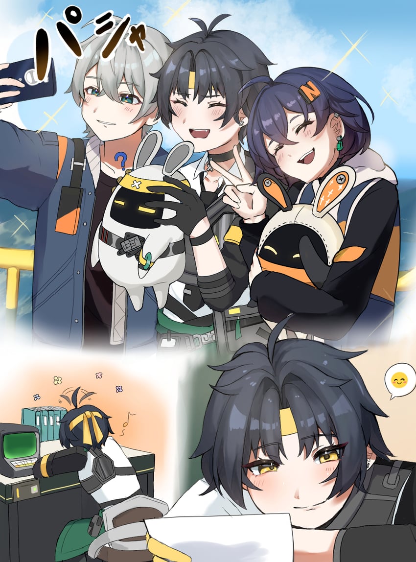 belle, wise, eous, asaba harumasa, and asaboo (zenless zone zero) drawn by yo55911464