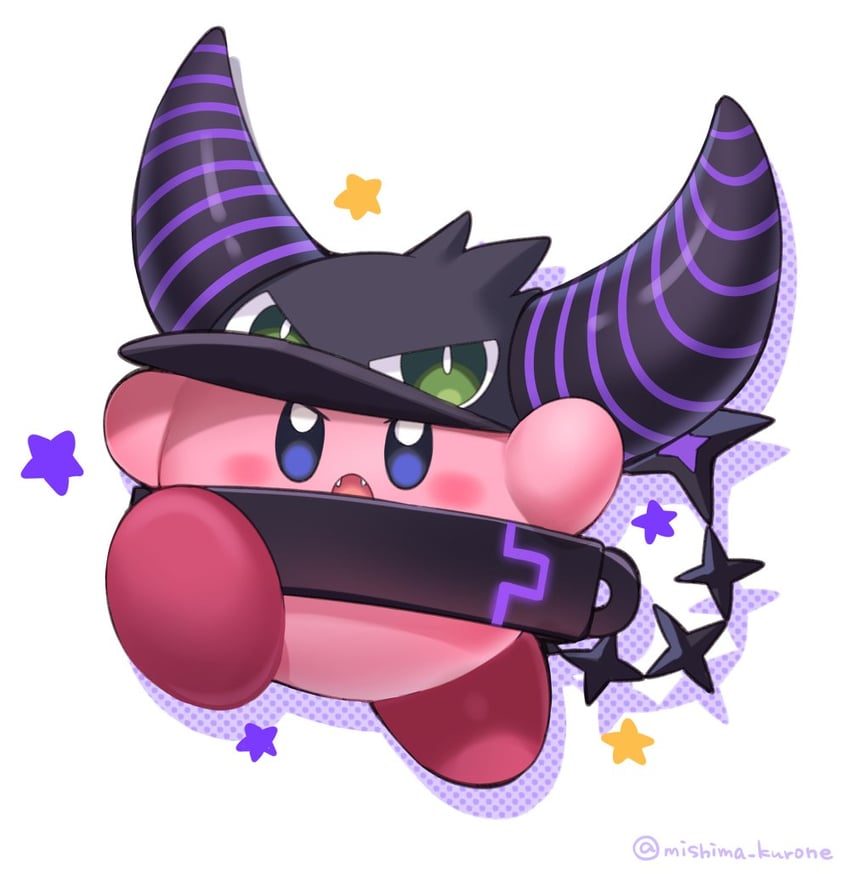 kirby, la+ darknesss, and crow (hololive and 1 more) drawn by mishima_kurone