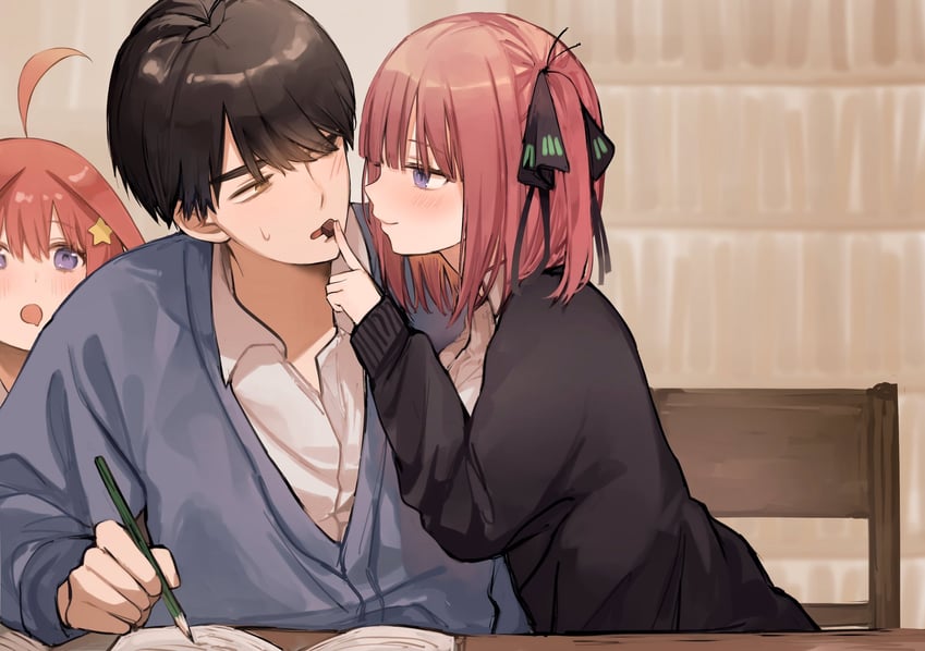 nakano nino, nakano itsuki, and uesugi fuutarou (go-toubun no hanayome) drawn by memidesuyo