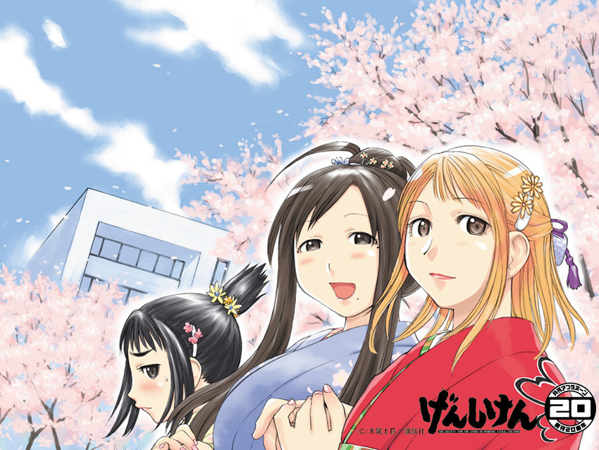 ogiue chika, ohno kanako, and kasukabe saki (genshiken) drawn by kio_shimoku