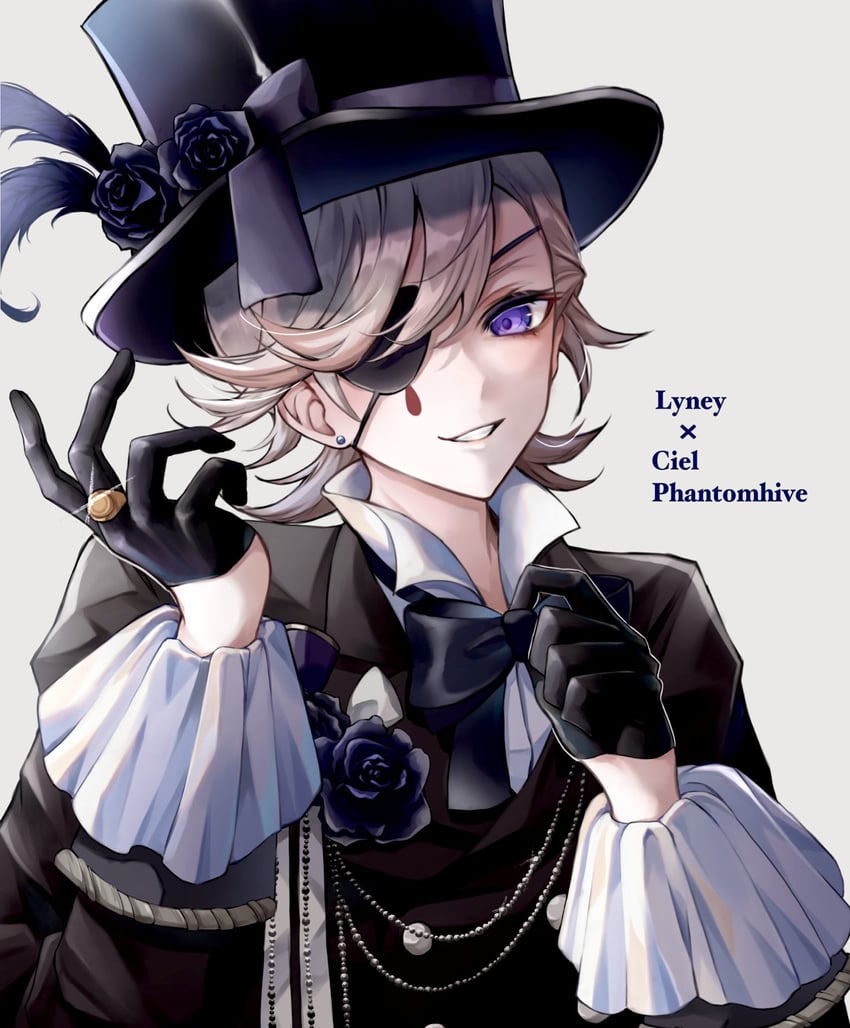 lyney and ciel phantomhive (genshin impact and 1 more) drawn by kuromuru