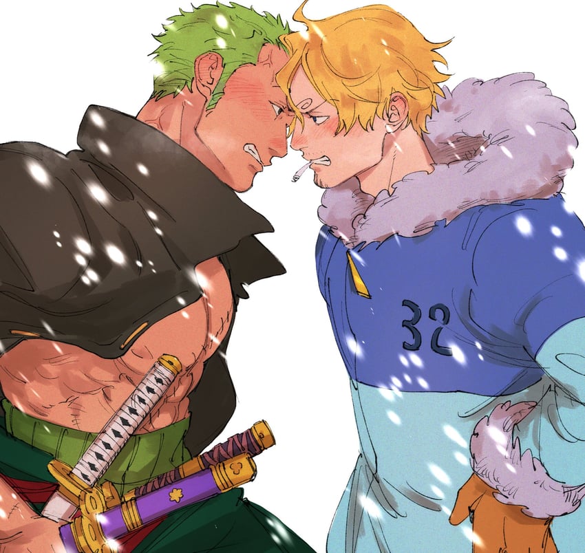 roronoa zoro and sanji (one piece) drawn by kzwtr8